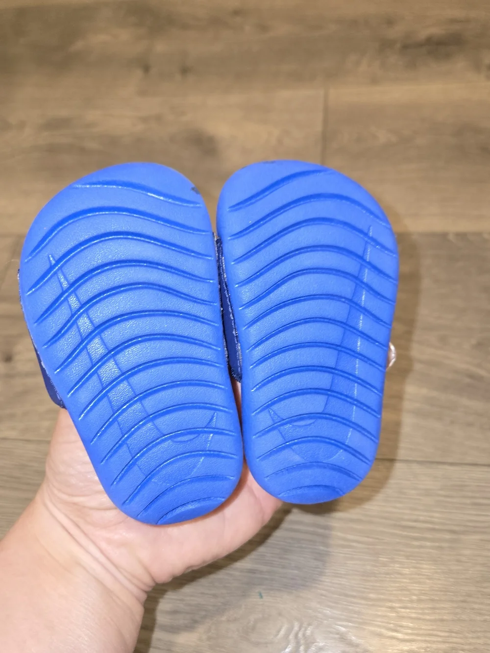 Nike Boys Blue Slide Sandals with White Swoosh